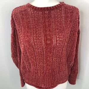 Cocovive Womens Cropped Sweater Size Large Magenta Super Soft Chunky Knit *FLAW*